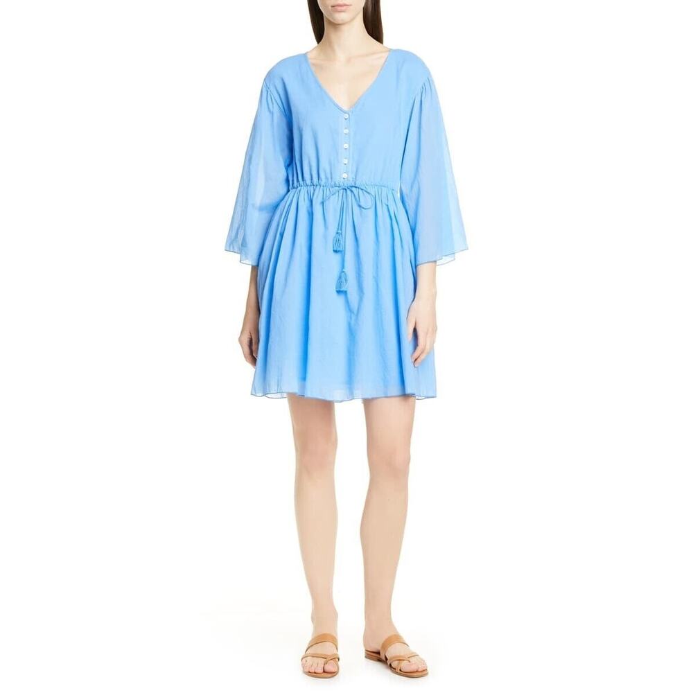 ATM Anthony Thomas Melillo Blue Crinkle Cotton Dress
